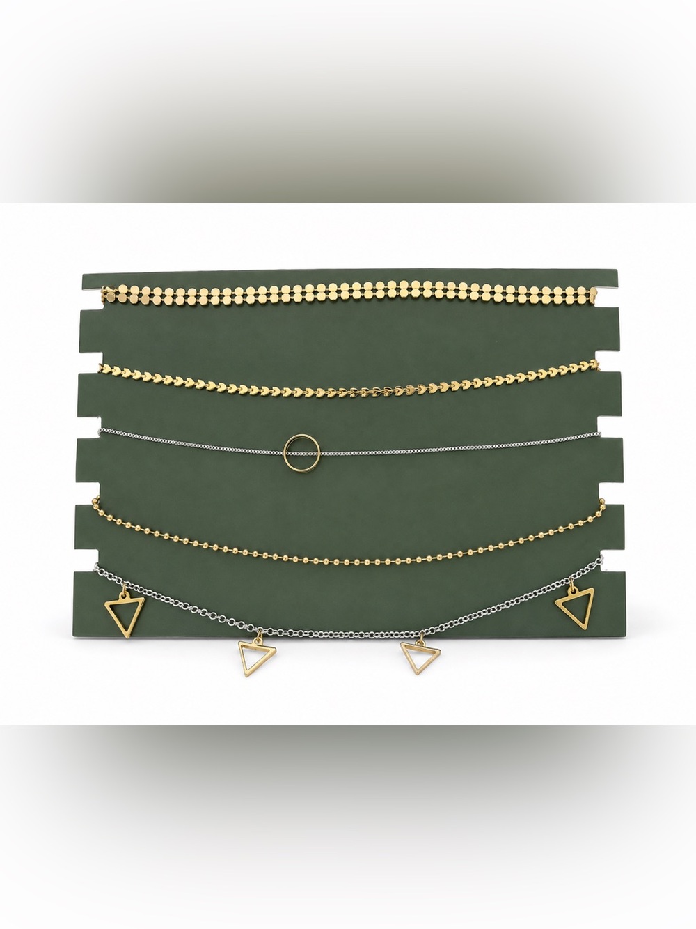 5-Piece Mixed Metal Layering Choker Necklace Set Geometric Boho